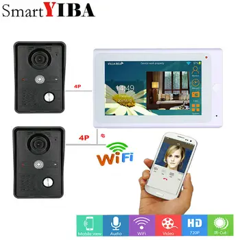

SmartYIBA Wired/Wireless Wifi Video Door Phone Doorbell Intercom Entry System With 7inch white Monitor+2x1000TVL Wired Camera