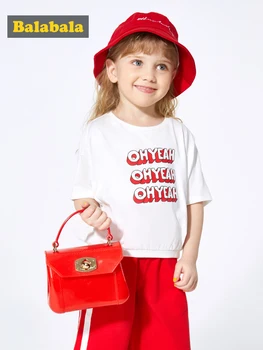 

Balabala Children's clothing baby fashion clothes suits girls children casual summer 2019 new children T-shirt +shorts sets
