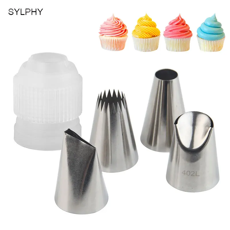 5 Pcs/set Kitchen Accessories Icing Piping Cream Pastry Adapters + 4