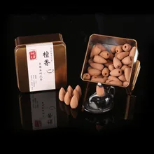 Домашняя ароматерапия плита лотоса дым керамический, с обратным потоком коническая курильница для благовоний палочка для курильницы+ 55 Благовония из сандалового дерева конусы на выбор