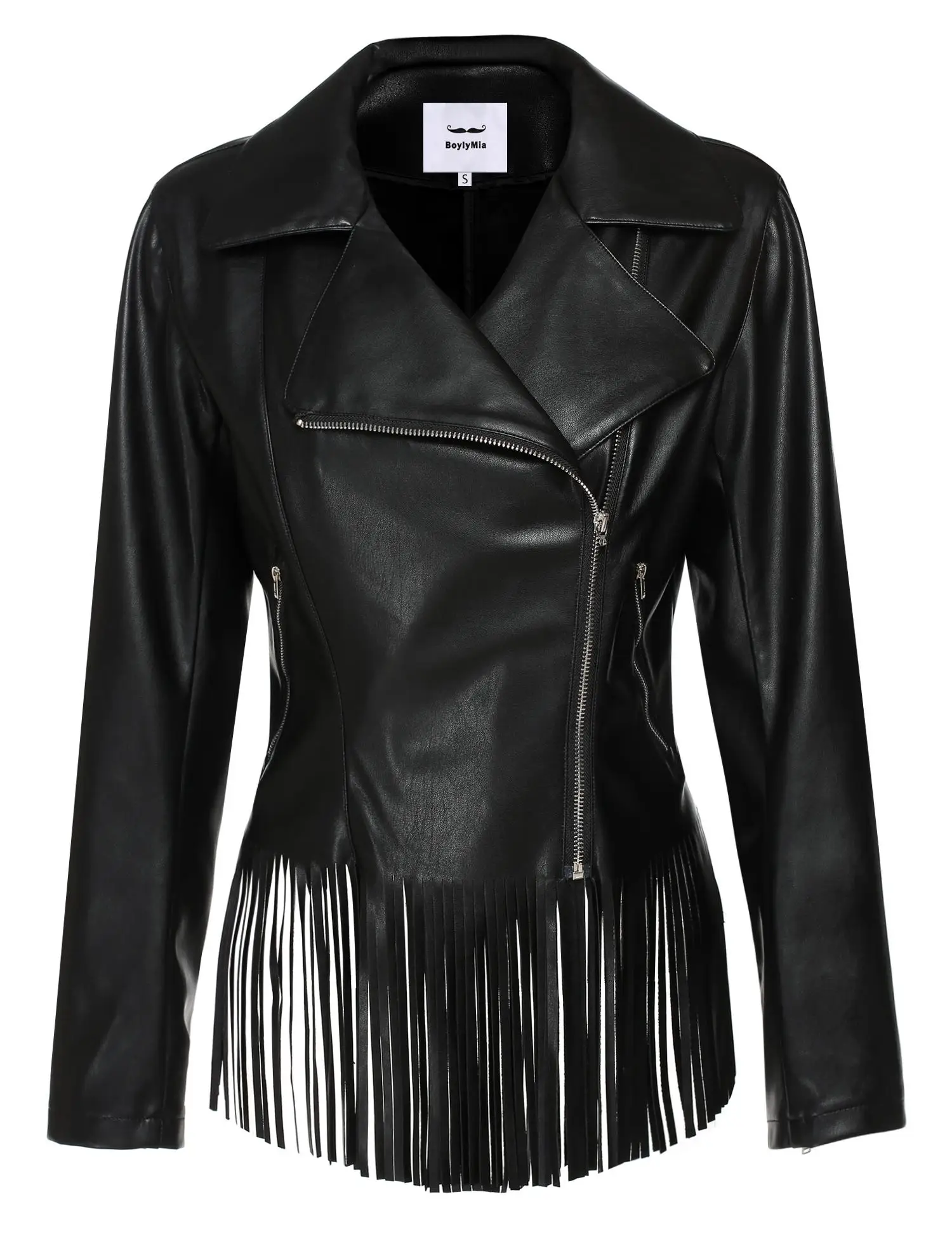 jacket Design black Long Leather Jacket Tassel Sale Women Hot street ...