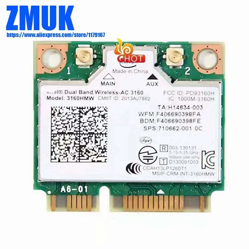 Int Двухдиапазонная Беспроводная-AC 3160 802.11a/b/g/n/ac WiFi и Bluetooth 4 0 комбинированная карта