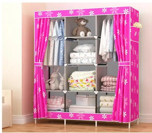 Wardrobe font b Closet b font Large And Medium sized Wardrobe Cabinets Simple Folding Reinforcement Receive