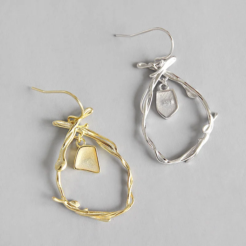 

Statement 925 Sterling Silver Drop Earrings for Women Gold Silver Color Leaf Branch Dangle Earrings Girls Jewelry Accessories