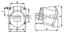 32A 3P N E 5 pin 220-380 V/240-415 V IP44 425 трехфазный брызгозащищенный промышленный заподлицо монтажный разъем