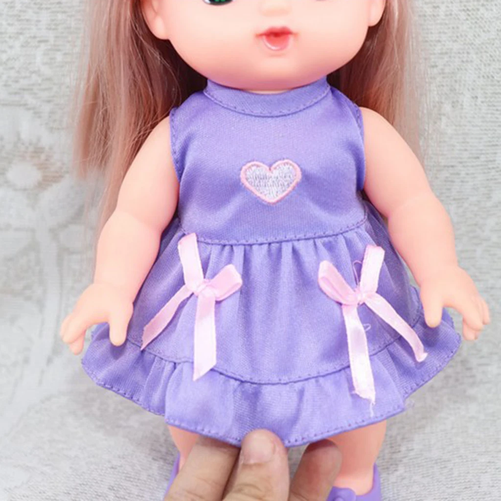  2 Pieces Handmade Fashion Dresses for 25cm Mellchan Baby Dolls 9-11inch Doll Dress up Accessory