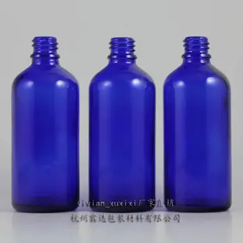 

100ml blue Glass Essential Oil Bottle Without any cap,could match with sprayer/pump/dropper cap,glass container,18mm