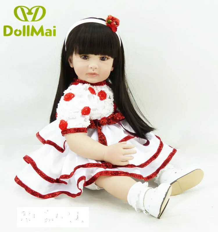 

60cm Silicone Reborn Baby Girl Doll Toys Lifelike 24inch Vinyl Toddler reborn Princess baby alive Dolls Lovely Birthday Gift
