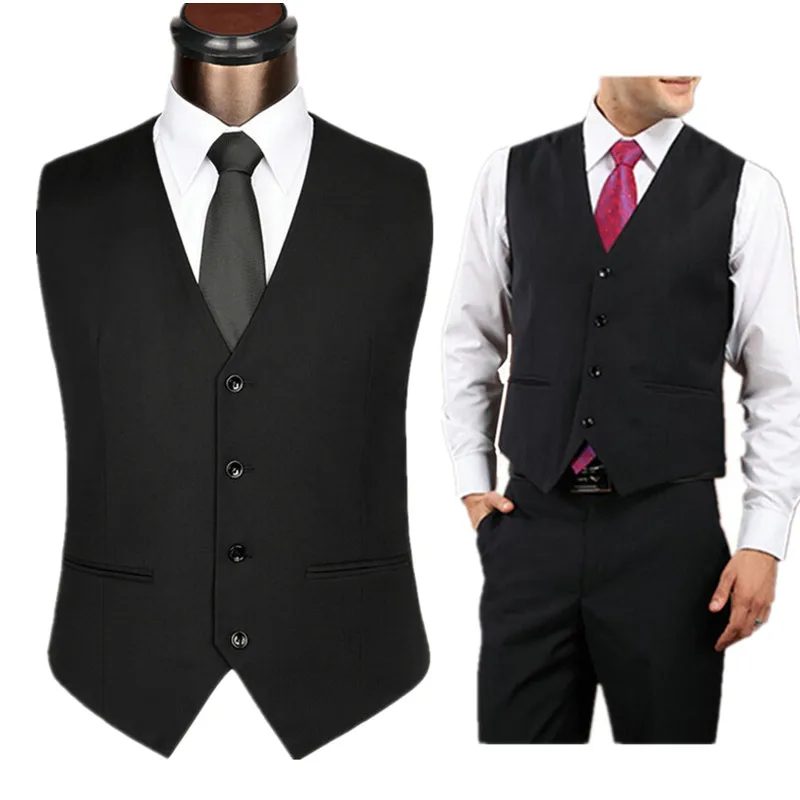 Новое поступление мужской классический деловой приталенный деловой костюм для работы жилет костюм смокинг жилет четыре пуговицы