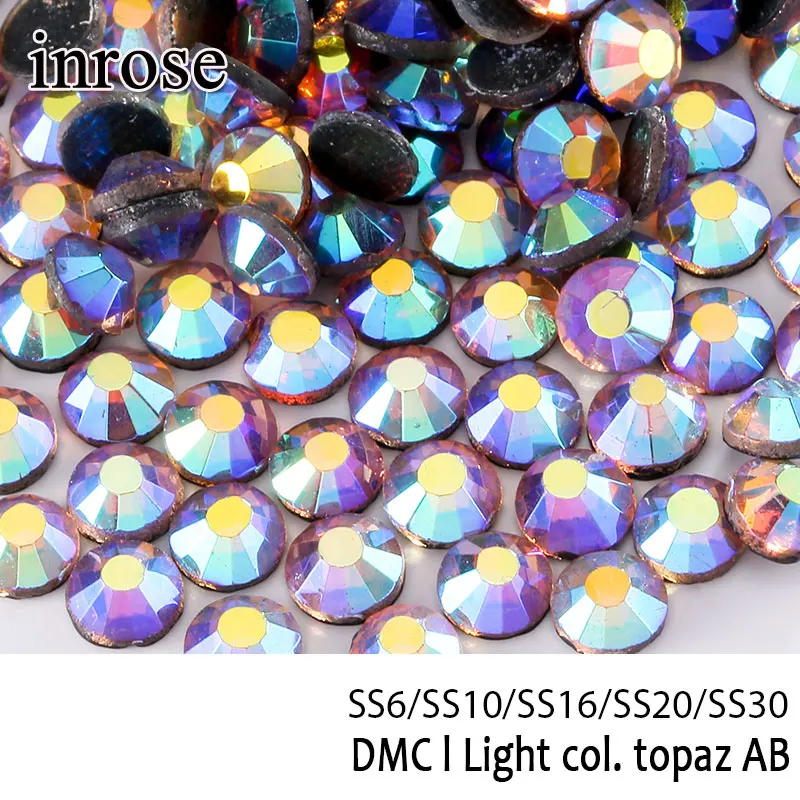 

SS6 SS10 SS16 SS20 Heat Transfer Flatback Light Col Topaz AB DMC Hot Fix Rhinestones for Phonecase Decoration Nail Art diy