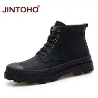 JINTOHO Big Size Winter Men Boots Black Genuine Leather Men Shoes Warm Snow Boots Winter Men Shoes Rubber Male Boots