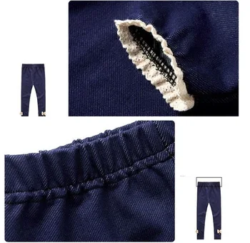 New Brand 2019 Winter Fur Girls Bow Jeans Cotton Children Cashmere Pants Kids Warm Elastic Waist Legging Wholesale And Retail 6