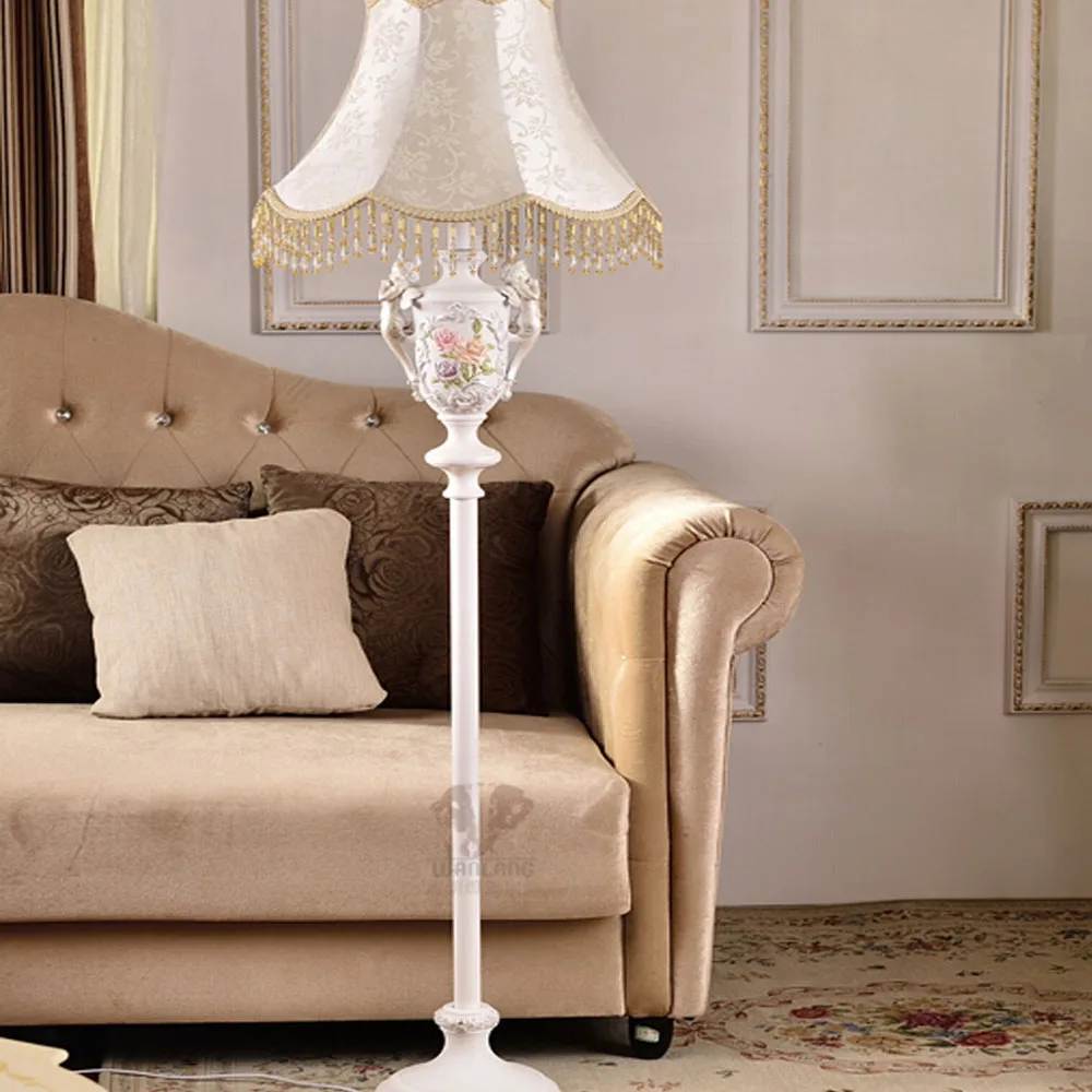 

Resin American Country Style Fabric Lampshade Led Floor Lamp E27 110V-220V Modern Floor Lamps for Living Room Floor Lights