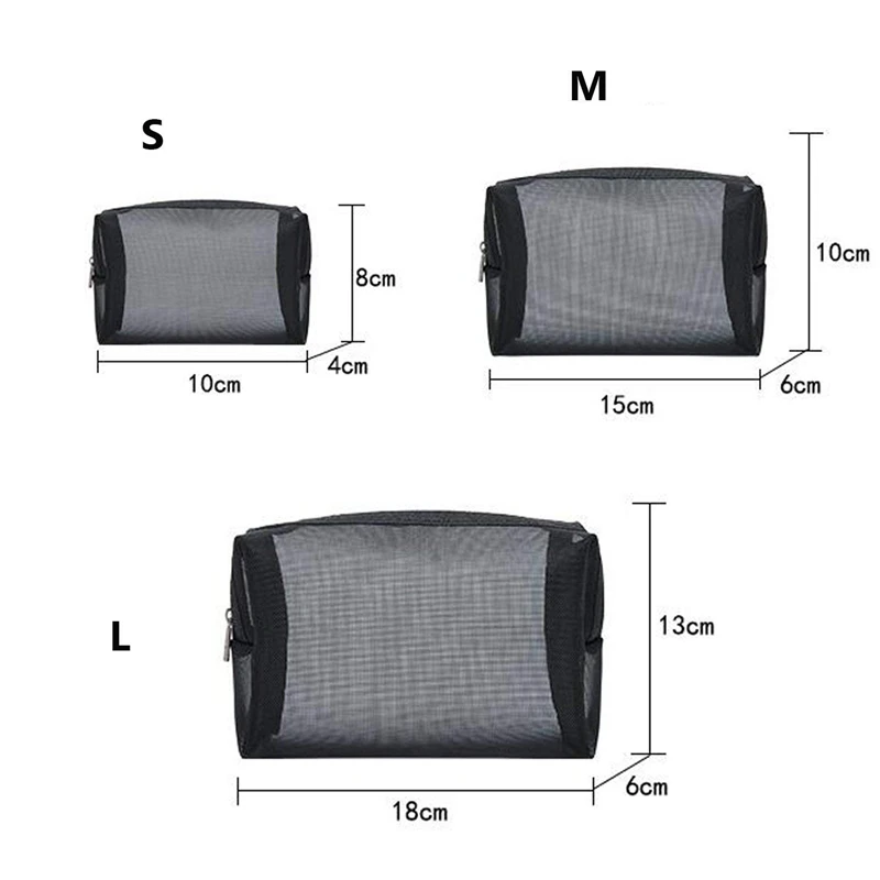 Черная сетчатая сумка для макияжа прозрачная сумка на молнии дорожная косметическая и туалетные принадлежности Органайзер сумки упаковка