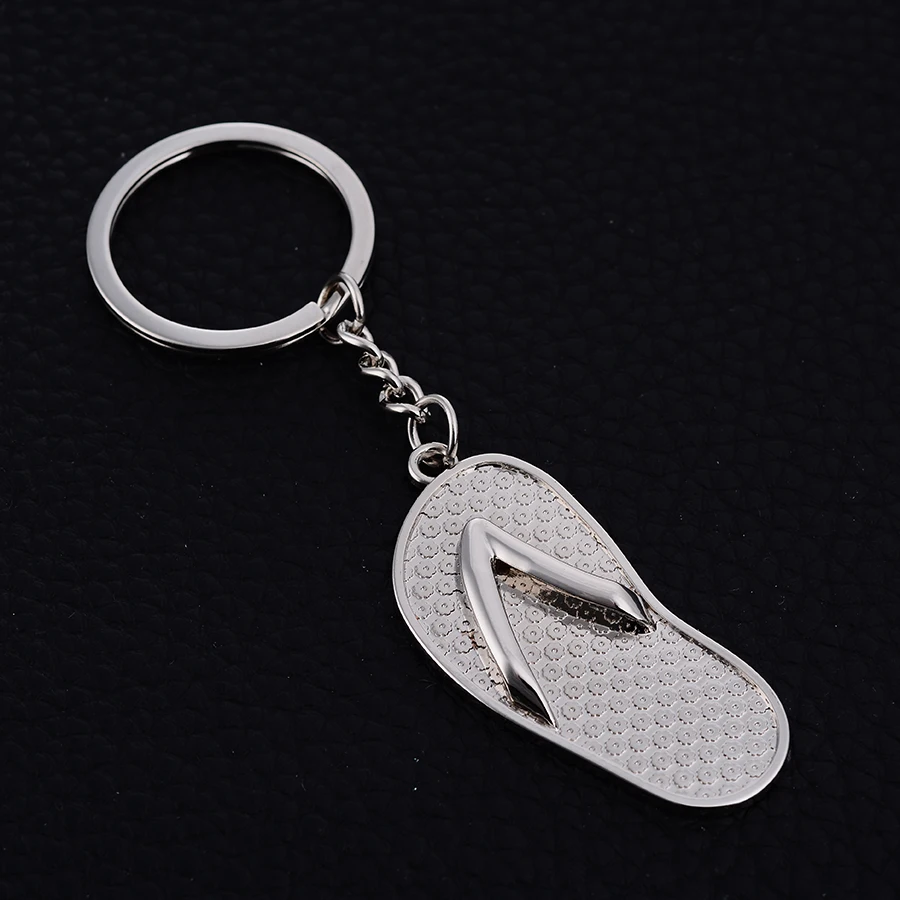 Zinc Alloy Slipper Key Chain Ring Holder Charm Metal Flip Flop