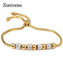 ZORCVENS нержавеющая сталь регулируемые браслеты для женщин Crsytal золото/серебро цвет цепи браслет и femme Свадебные украшения