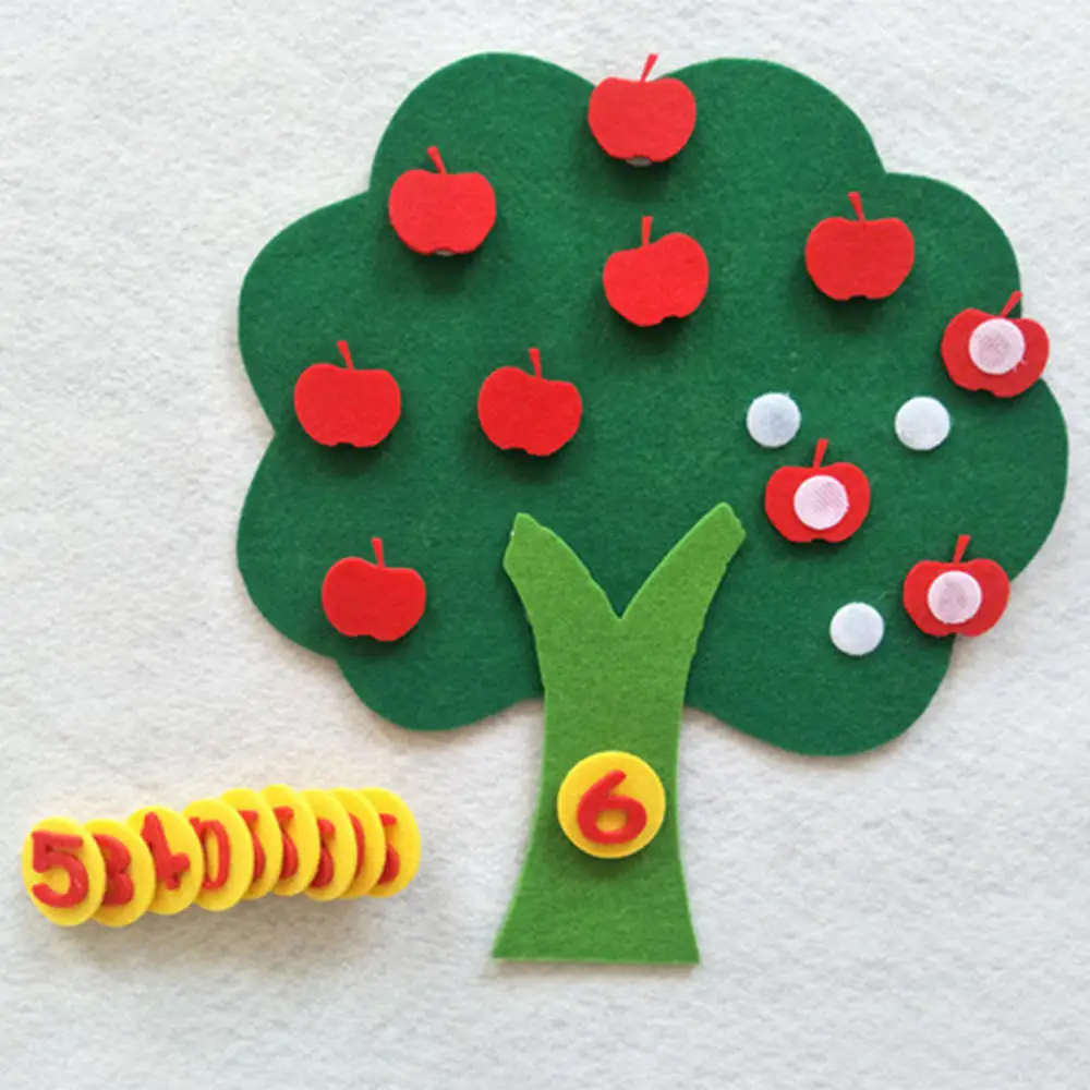 Войлочная ткань DIY детские развивающие игрушки прочный цифровые Обучающие ребенок Монтессори учебные материалы яблоня игрушечные лошадки