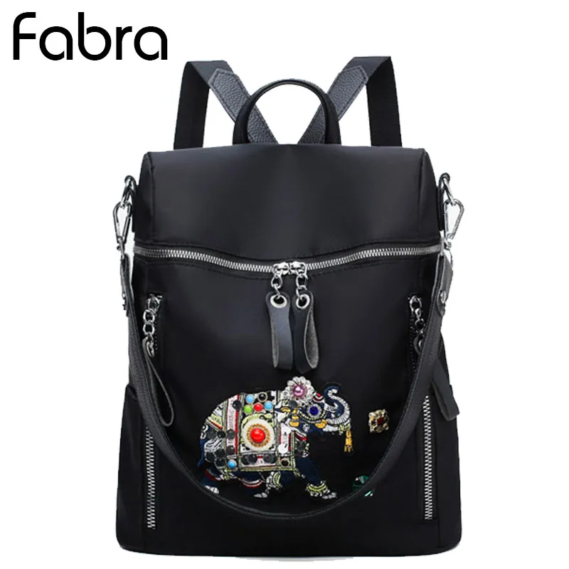 

Fabra New Waterproof Nylon Women Backpack Shoulder Bags for Vintage Preppy Style Casual Rucksack Travel Daily Daypack Black