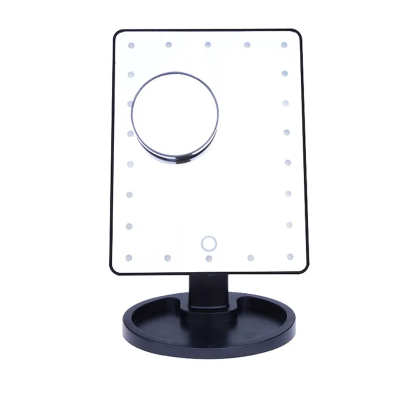 Led освещенное зеркало для макияжа 16/22 Led косметическое зеркало с сенсорным экраном 10x увеличивающее зеркало 360 ° Вращение настольное косметическое зеркало