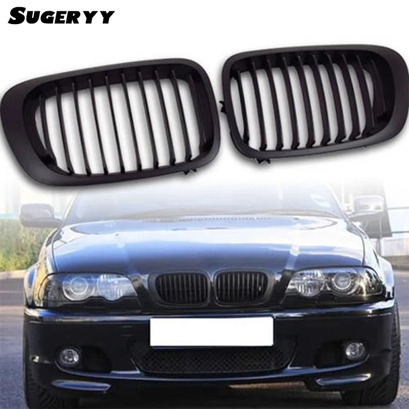 SUGERYY 2PCS New E46 2D Black Kidney Sport Grilles Grill For BMW E46