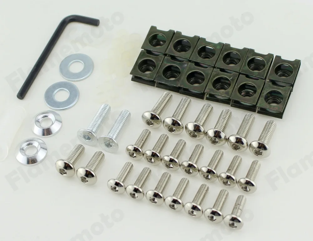 Chrome Motorcycle Sportbike Fairing Body Bolts Screw Kit for 1998 2002