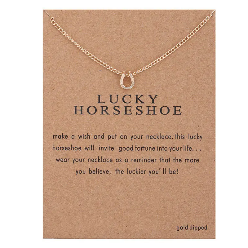 Модное колье с надписью Lucky Horseshoe золотое ожерелье бантом и птицей ювелирные