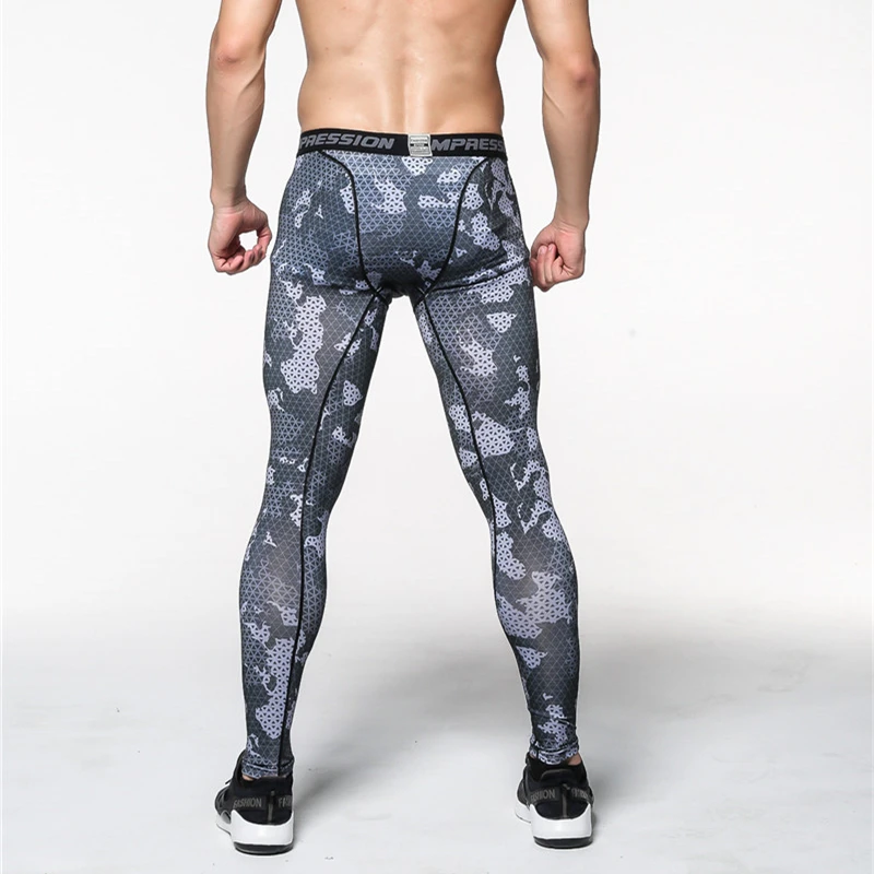 Mens Compression Running Pants New 3D Print Quick Dry Skinny Bodysuit Leggings Fitness MMA Tights Pants Trousers Elasticity