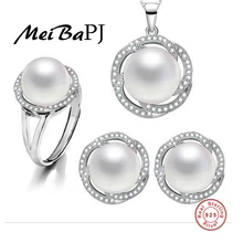 [MeiBaPJ] большие жемчужные бусы, цветок, ювелирное изделие из настоящего пресноводного жемчуга, ювелирное изделие для женщин, 925 серебряное ожерелье с подарочной коробкой