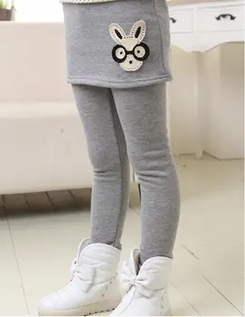 

Girls pants winter kids pants girls leggings fleece warm false two pieces culotte children divided skirt pants