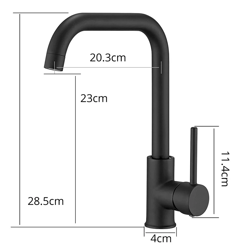 Fapully Kitchen Faucet 360 Rotate Black Mixer Faucet for Kitchen Rubber Design Hot and Cold Deck Mounted Crane for Sinks AEF0012
