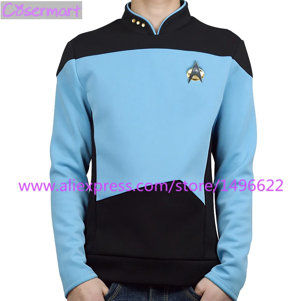 Star Trek TNG The Next Generation Red Yellow Blue Shirt Uniform Cosplay Costume For Men Coat Halloween Party (4)