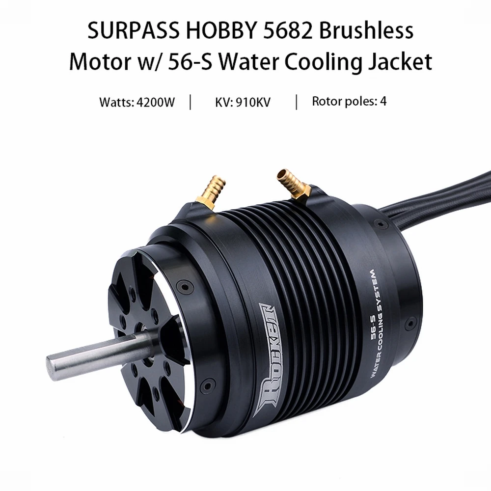 

RC Boat Motor Rocket 5682 910KV Brushless Motor w/ 56-S Water Cooling Jacket Set for Surfboard 1.5m (or Above) RC Boats