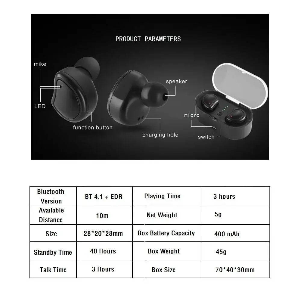 Мини Близнецы истинные беспроводные Bluetooth наушники мини стерео Bluetooth Handfree наушники гарнитура с зарядной коробкой для телефонов