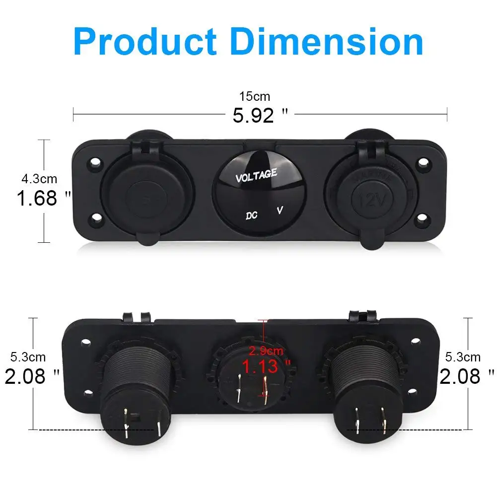 DIY морской тумблер Водонепроницаемый 12 V-24 V Вольтметр Dual Usb Зарядное устройство прикуриватель для автомобилей класса RV грузовик, прицеп, лодка яхта внедорожник