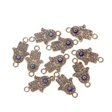 10 шт. Золото Серебро Фатима бусины ручной работы Шарм Разъем с Стразы DIY браслет ожерелье