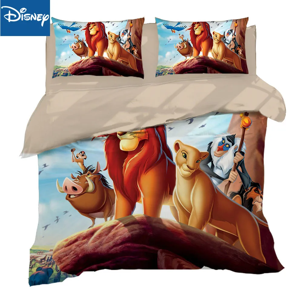 Disney lion king comforter bedding set full size duvet covers for children single bed spread 3pcs cartoon bedroom decor discount