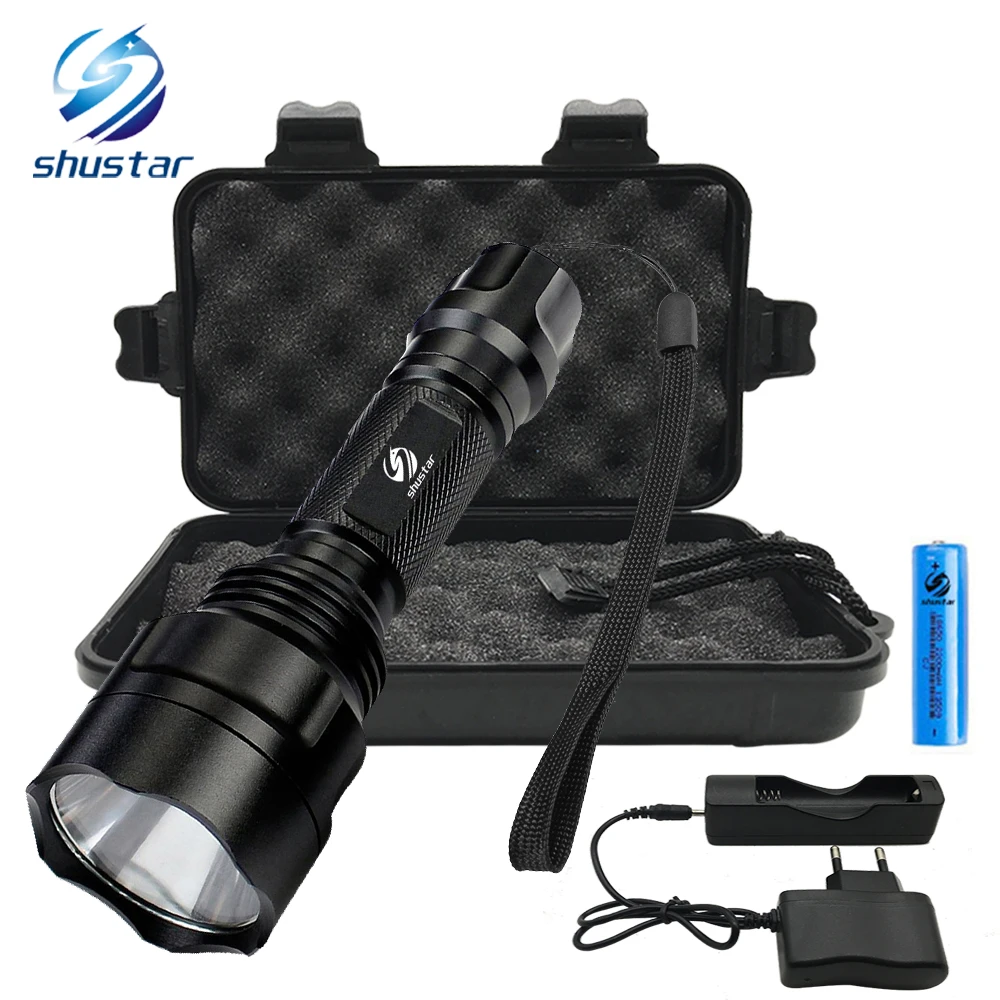 

Tactical LED flashlight CREE XML-T6/L2 8000 lumens torch 5 switch modes c8 flashlight Lighting 500 meters for 18650 battery