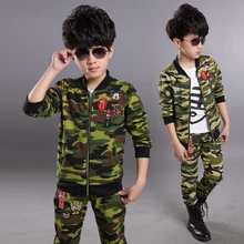 2016 printemps automne Enfants costumes de Sport Camouflage Vêtements 2 pcs ensemble Manteau + Pantalon Bébé Garçons vêtements Camo Sport costume survêtement