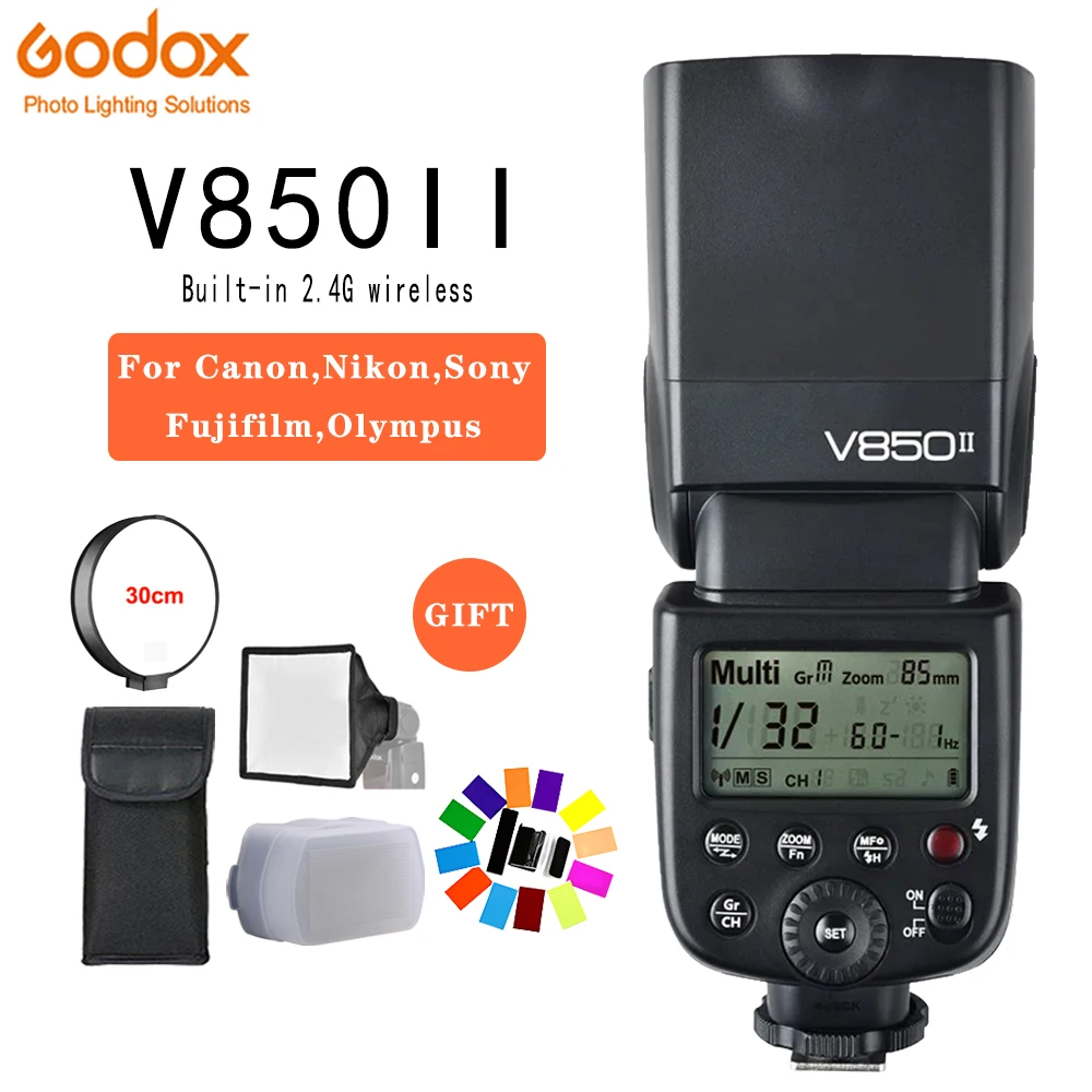 Встроенный аккумулятор Godox V850II V850 II 2 4G поддерживает литий ионный Master Slave GN60 для Canon