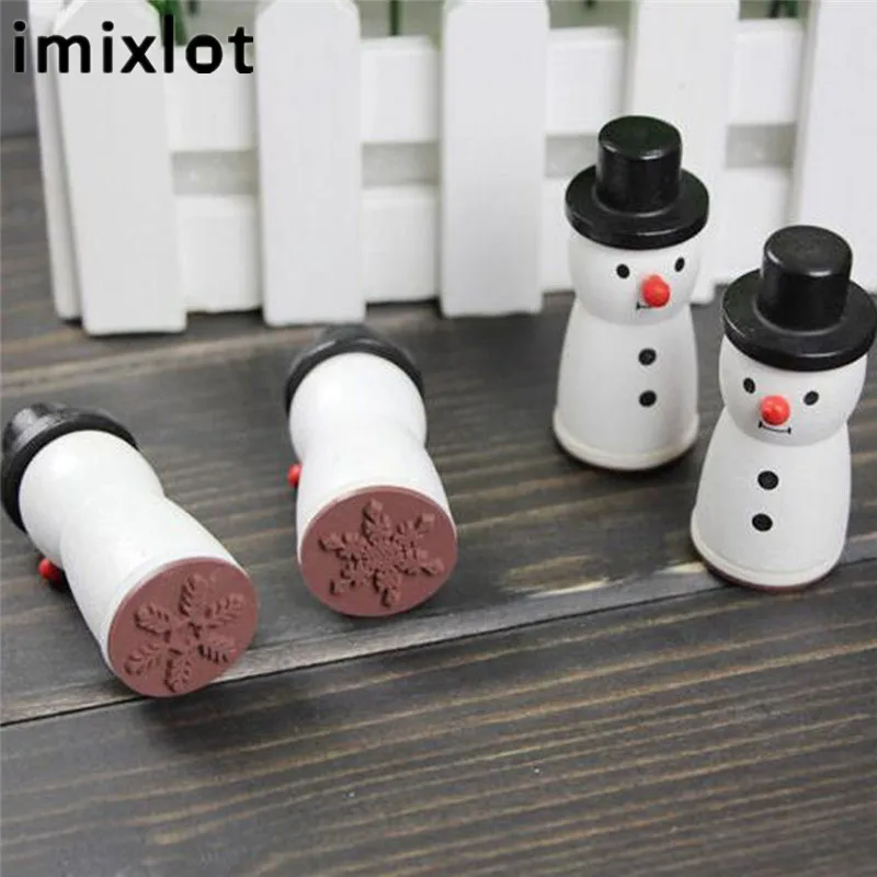 

Imixlot Cute Wooden Funny Snowman Stamp Black And White Snowflake Design Christmas Gift Scrapbooking Card Making DIY Craft
