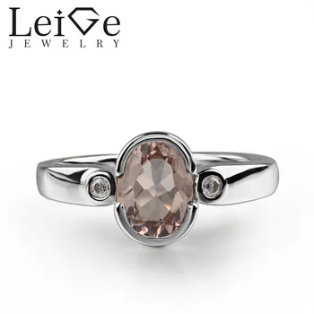 

925 Silver Real Morganite Ring Oval Cut Pink Gemstone Bezel Setting Promise Rings for Women Romantic gifts