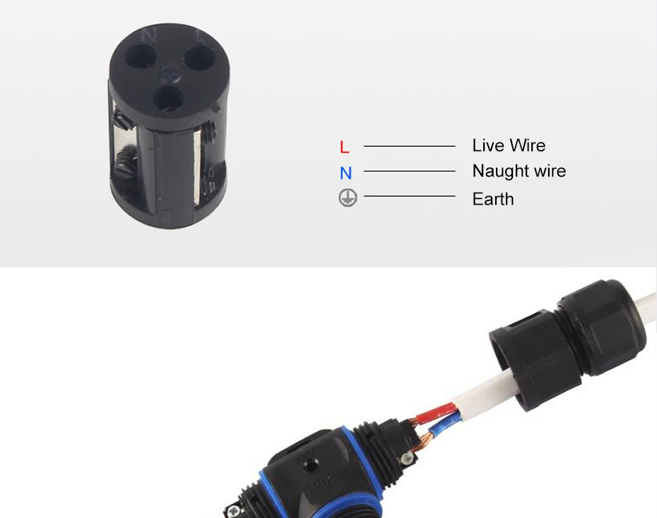 2pin T Тип провода водонепроницаемый разъем быстро подключается IP68 retardant распределительная Коробки