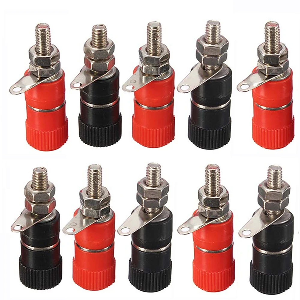 10pcs 4mm Red&Black Banana Socket Professional Binding Post Nut Banana