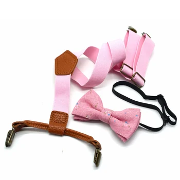 

Elastic Cute Adjustable Suit Polyester Printed Unisex Blouses Accessories Kids Solid For Children Suspenders Clip Bow Tie Set