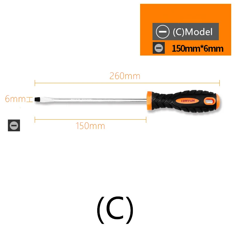 6-дюймовый отвертка шлицевая Набор отверток Phillips жесткий дома Многофункциональный разобрать инструмент для ремонта Затяните винты - Цвет: C