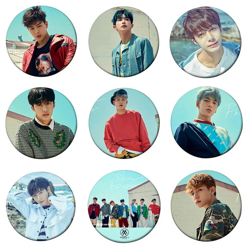 

Korean MONSTA X Album The 1st Shinee Forever 58mm Round Badge Pins And Brooches For Clothes Hat Backpack