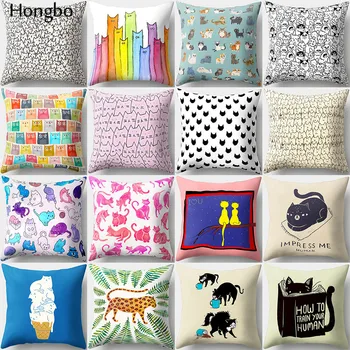 

Hongbo 1 Pcs Kawaii Cute Cartoon Cat Cushion Cover Pillow Case Sofa Car Home Decor Christmas Decoration Gifts