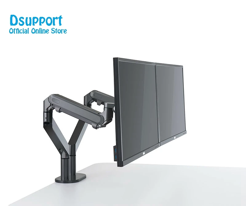 Dual Arm Monitor Mount Desk Stand Fully Adjustable Aluminum