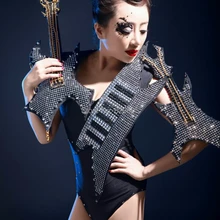 Персонализированные заклепки сплошной сексуальный комбинезон женский для певца, танцора Женская одежда наборы комбинезон для сценического выступления певца одежда