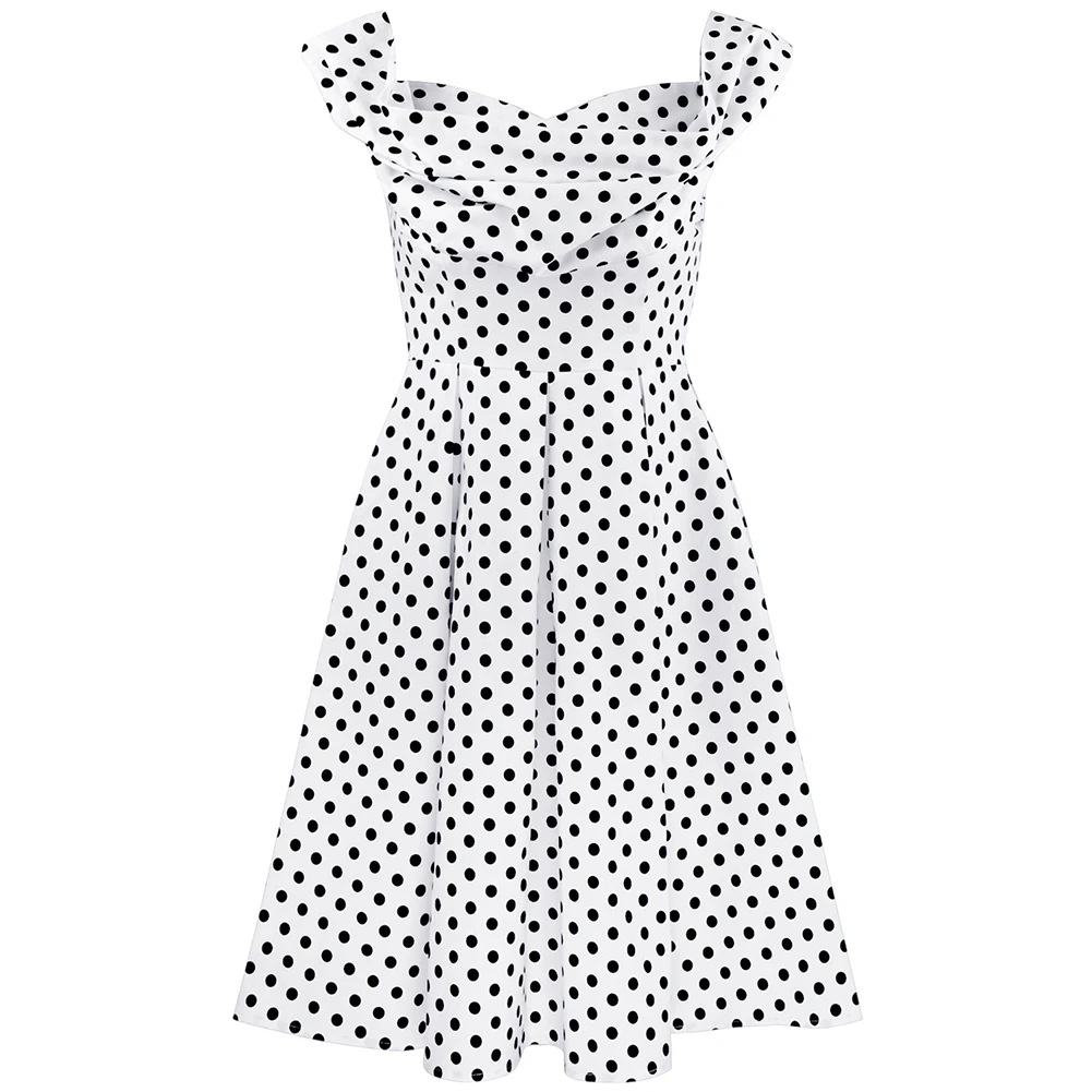 Women Summer Vintage Dot Sleeveless Empire Waist Strapless Slim Fit Mini A-Line Dress | Женская одежда
